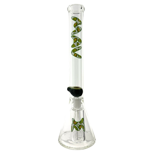 18" x 5mm Happy Avocado Beaker Bong + Ash Catcher Combo x empire glassworks avocado bowl