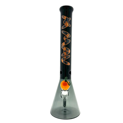 18" x 5mm Halloween Special Drop 18"  Beaker Bong Full Black Pumpkin x Empire Glassworks pumpkin bowl