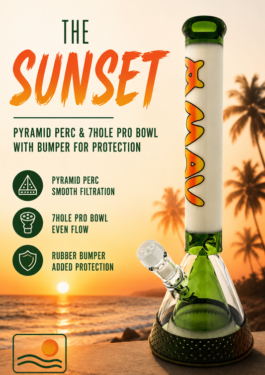 18" pyramid beaker bong rasta sunset with 7 hole pro bowl