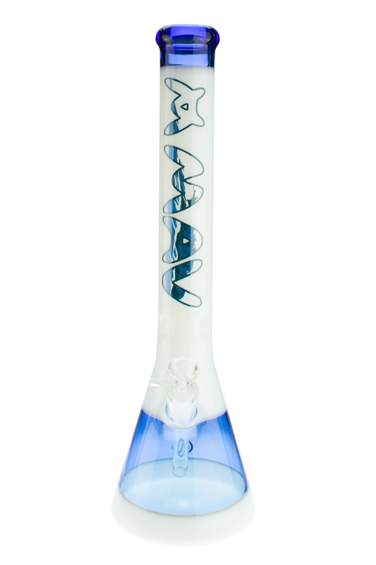 18" Waves White & Blue Beaker Bong