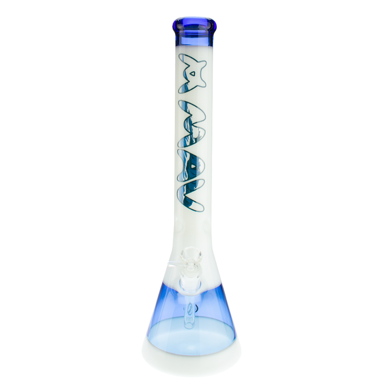 18" Waves White & Blue Beaker Bong