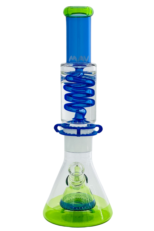 Transparent Blue and Ooze Slitted Pyramid Beaker Freezable Coil System