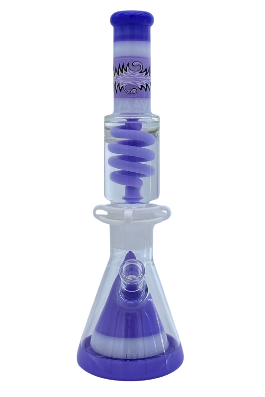 Reversal Wig Wag Purple and White Slitted Pyramid Beaker Freezable Coil System