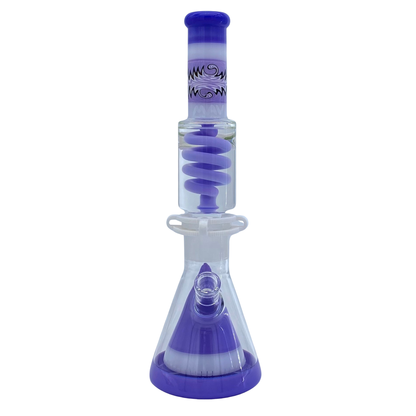 Reversal Wig Wag Purple and White Slitted Pyramid Beaker Freezable Coil System