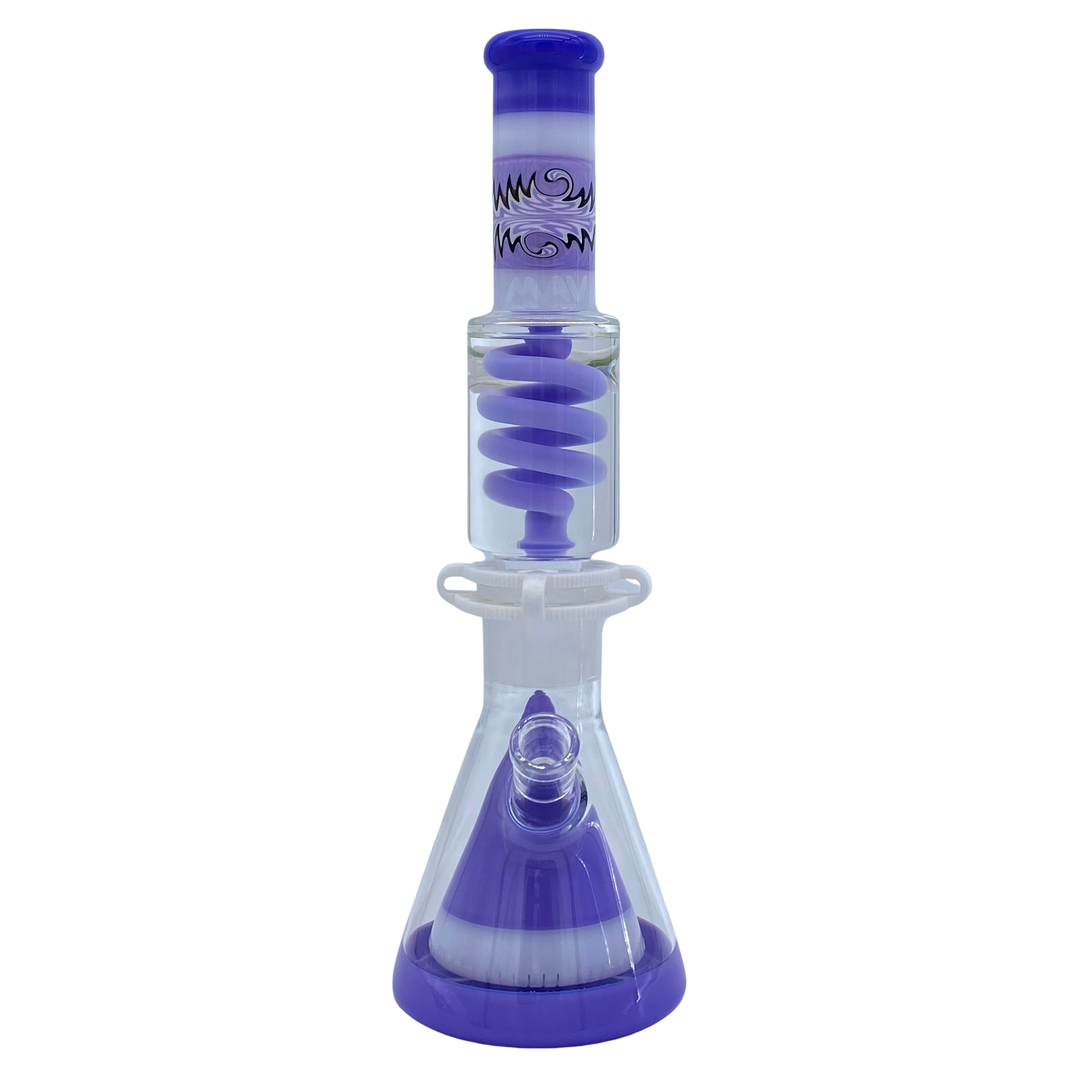 Reversal Wig Wag Purple and White Slitted Pyramid Beaker Freezable Coil System