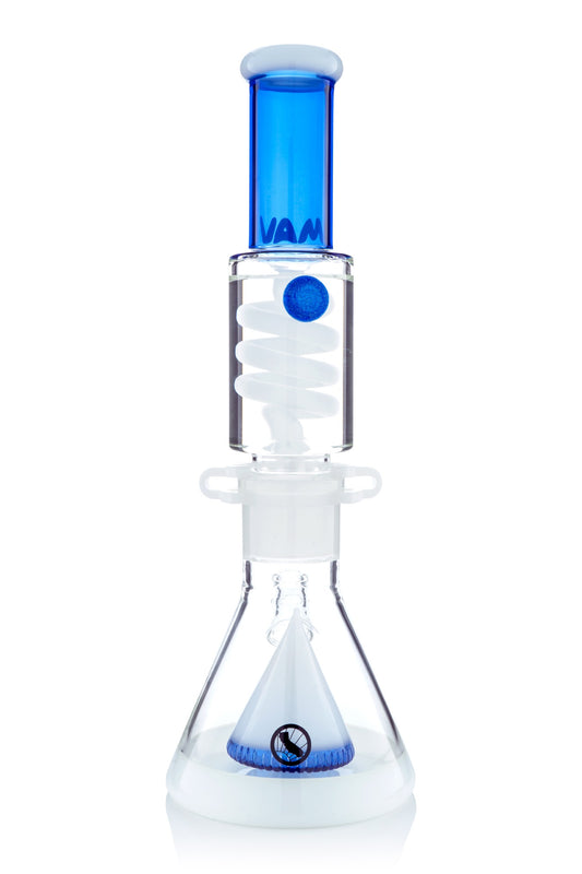 Blue and White Slitted Pyramid Beaker Freezable Coil System