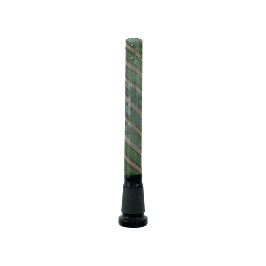Green and White 5" Swirly Wig Wag Colored Downstem 18mm Fit to 14mm 9 Hole Filtration
