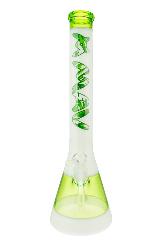 18" Jungle Leaf Ooze & White Beaker Bong