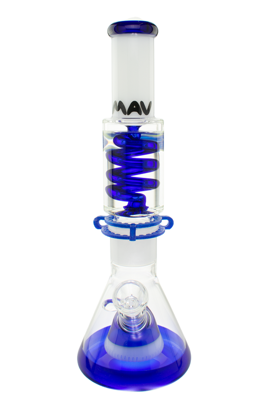 White and Blue Slitted Pyramid Beaker Freezable Coil System