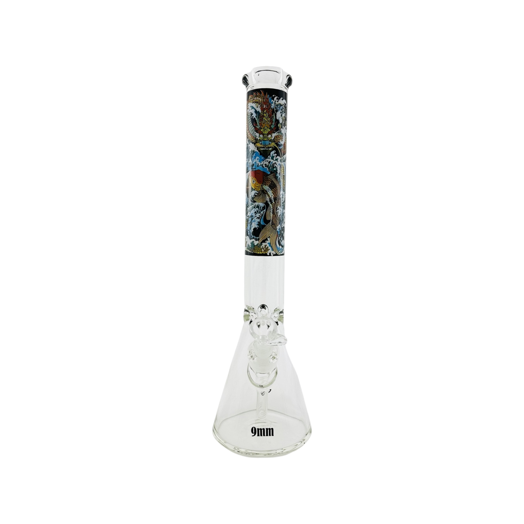 18" X 9mm The Legend of The Dragon Koi and the Hidden MAV Beaker Bong dragon