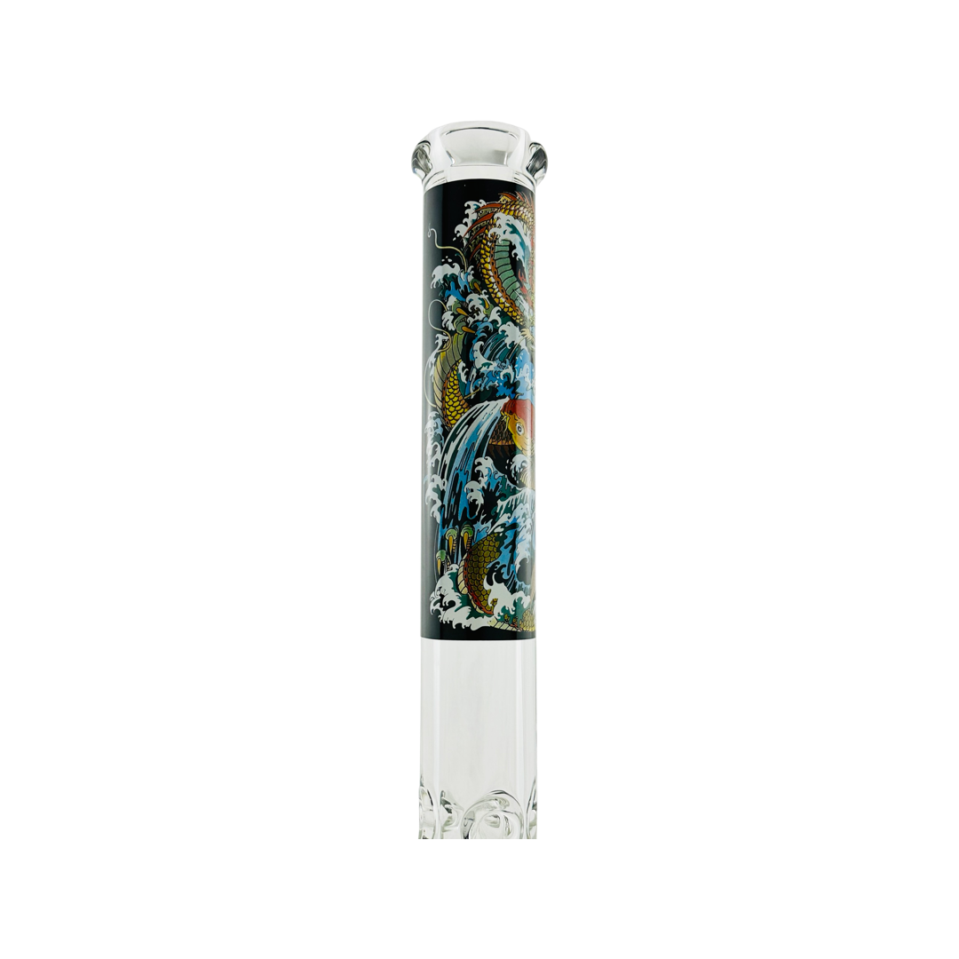 18" X 9mm The Legend of The Dragon Koi and the Hidden MAV Beaker Bong
