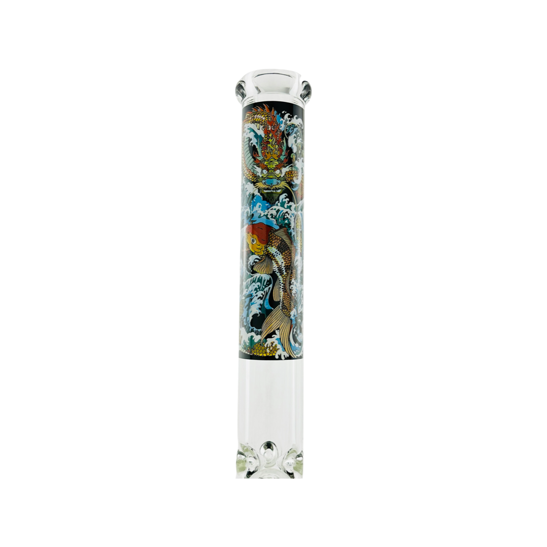 18" X 9mm The Legend of The Dragon Koi and the Hidden MAV Beaker Bong